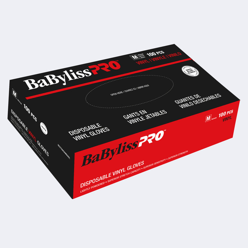 BabylissPRO Disposable Vinyl Gloves Medium (100pcs)