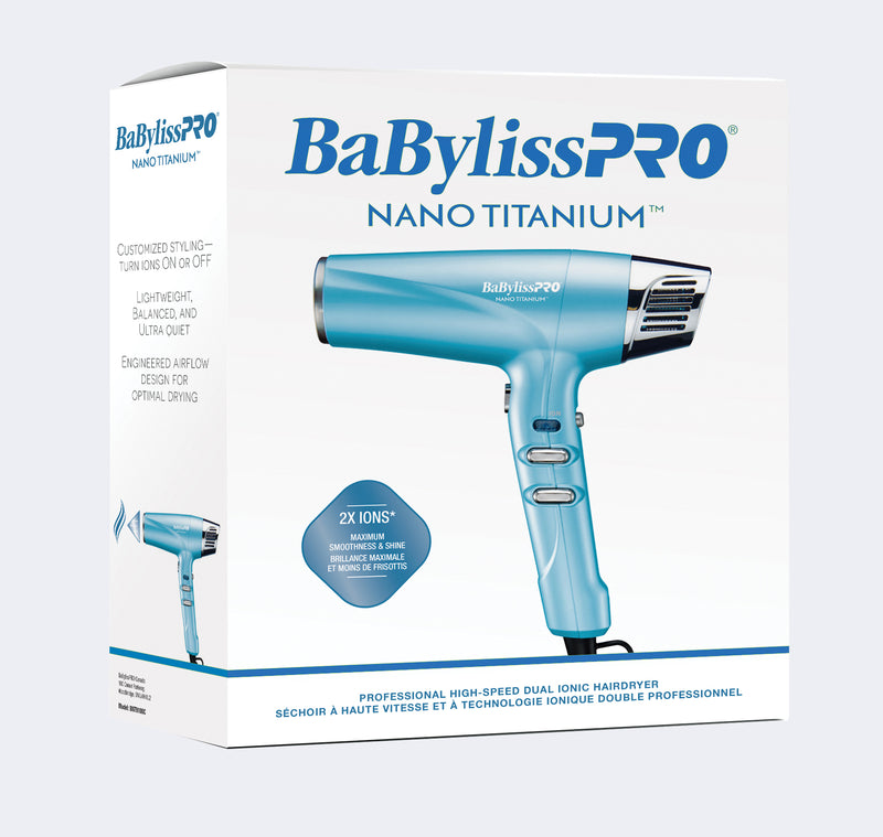 Babyliss Pro Nano Titanium Dual Ionic High-Speed Hairdryer (Blue)