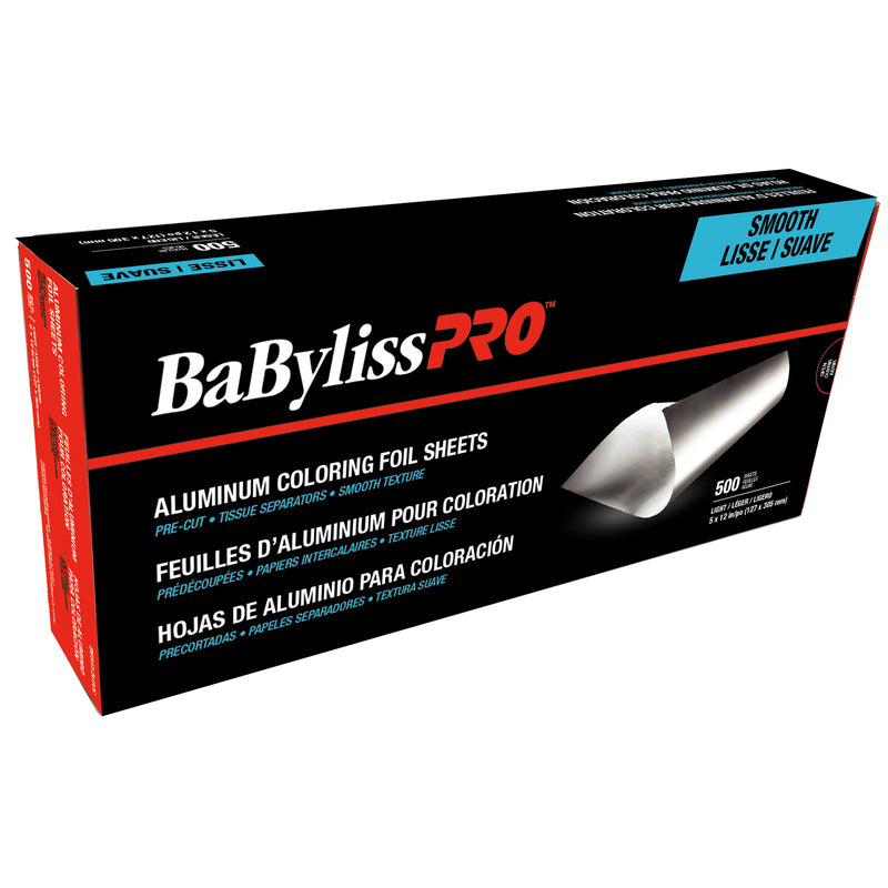 BabylissPRO Pre-Cut Aluminum Coloring Foil 5" X 12" 500-Sheets (SMOOTH)