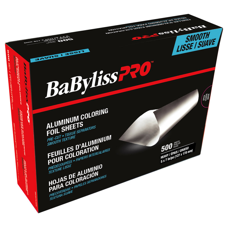 BabylissPRO Pre-Cut Aluminum Coloring Foil 5" X 7" 500-Sheets (SMOOTH)
